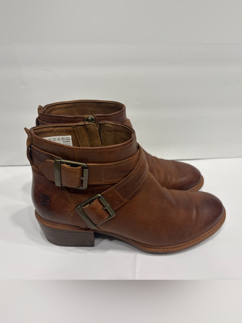 Timberland Sienna High Leather Ankle Boots Buckle Brown Women's 8.5